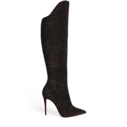Christian Louboutin Alta Botta Plume Suede Knee-High Boots 100 BK65 Knee High Boots