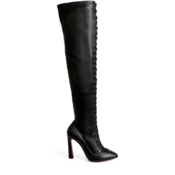 Christian Louboutin Anjel Alta Nappa Leather Boots 100 BK01 Over the Knee Boots