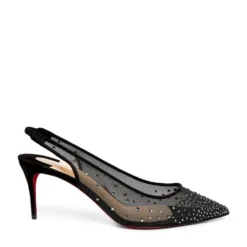 Christian Louboutin Follies Strass Slingback Pumps 70 B367 Slingback Heels