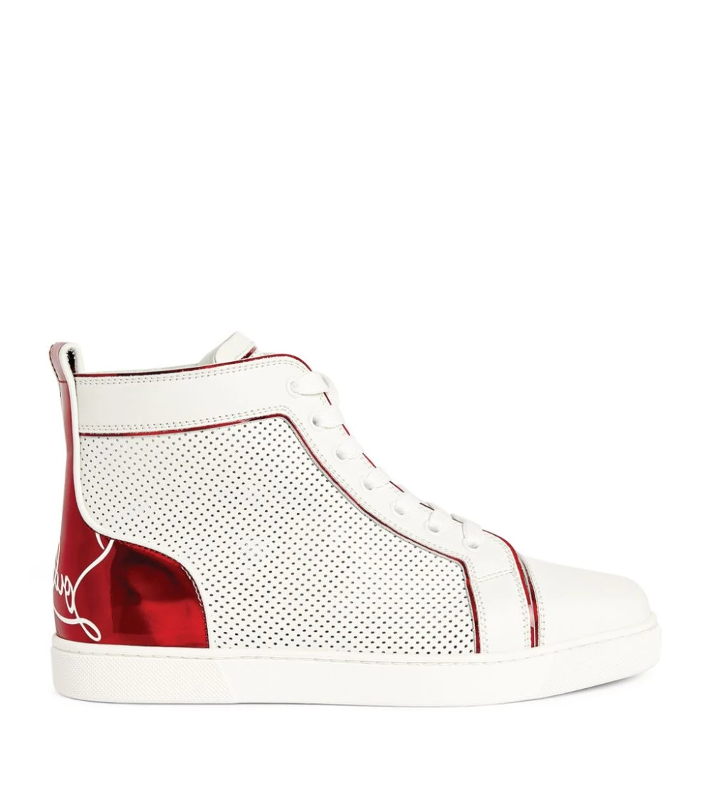 Christian Louboutin Fun Louis Leather High-Top Sneakers Q647 4 Christian Louboutin Fun Louis Leather High-Top Sneakers Q647 - Image 4