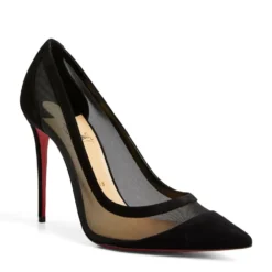 Christian Louboutin Galativi Suede Mesh-Panel Pumps 100 CM47 Courts