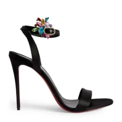 Christian Louboutin Goldie Joli Embellished Satin Sandals 100 B439 Heeled Sandals