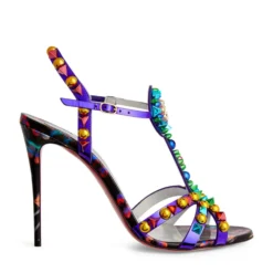 Christian Louboutin Goldora Embellished Leather Sandals 100 J991 Heeled Sandals