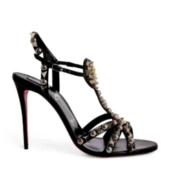 Christian Louboutin Goldora Embellished Leather Sandals 100 B580 Heeled Sandals