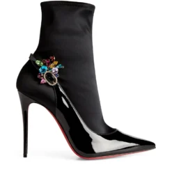 Christian Louboutin Jessie Booty Joli Patent Leather Boots 100 BK01 Courts
