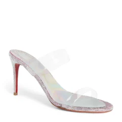 Christian Louboutin Just Nothing Embellished Mules 85 Q885 Heel Sandals