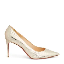 Christian Louboutin Kate Croc-Embossed Metallic Pumps 85 PL07 Courts