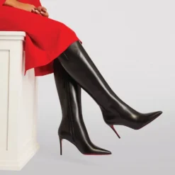 Christian Louboutin Kate Leather Boots 85 BK01 Knee High Boots -Christian Louboutin Online Shop christian louboutin kate leather boots 85 17378513 35874832 1000