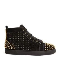 Christian Louboutin Lou Spikes 2 Plume Suede High-Top Sneakers H509