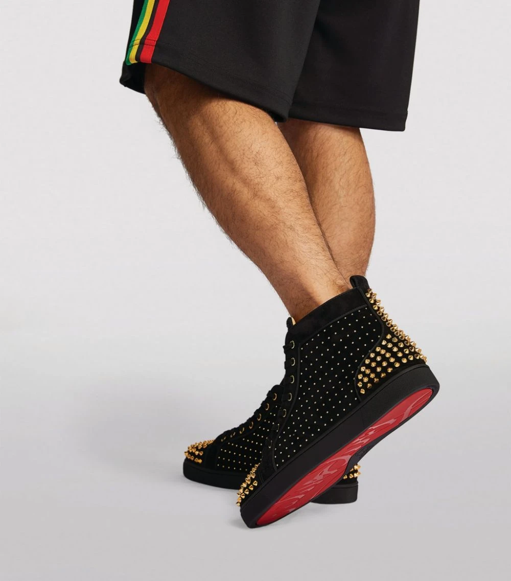 Christian Louboutin Lou Spikes 2 Plume Suede High-Top Sneakers H509 5 Christian Louboutin Lou Spikes 2 Plume Suede High-Top Sneakers H509 - Image 5