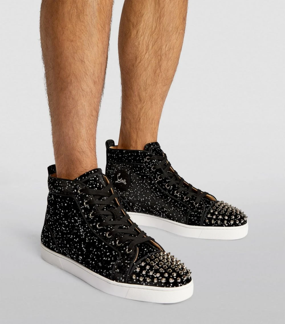 Christian Louboutin Lou Spikes Orlato Velvet High-Top Sneakers BK65 2 Christian Louboutin Lou Spikes Orlato Velvet High-Top Sneakers BK65 - Image 2