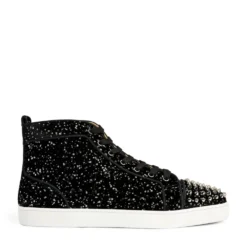 Christian Louboutin Lou Spikes Orlato Velvet High-Top Sneakers BK65