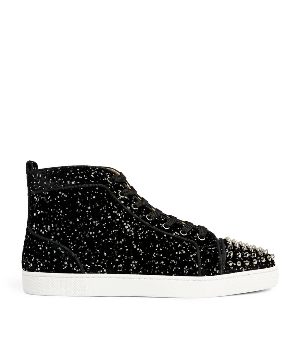 Christian Louboutin Lou Spikes Orlato Velvet High-Top Sneakers BK65 1 Christian Louboutin Lou Spikes Orlato Velvet High-Top Sneakers BK65