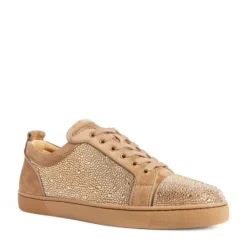 Christian Louboutin Louis Junior Embellished Suede Strass Sneakers C636 Slip-On Sneakers