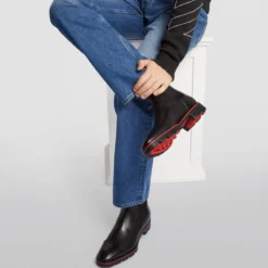 Christian Louboutin Melon Leather Ankle Boots BK01 Chelsea Boots -Christian Louboutin Online Shop christian louboutin melon leather ankle boots 17693717 37017142 1000