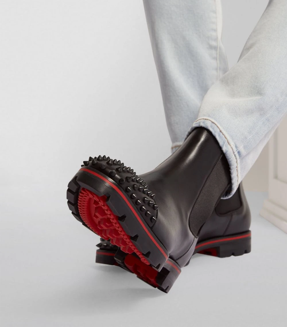Christian Louboutin Melon Spikes Leather Ankle Boots B026 Chelsea Boots 4 Christian Louboutin Melon Spikes Leather Ankle Boots B026 Chelsea Boots - Image 4