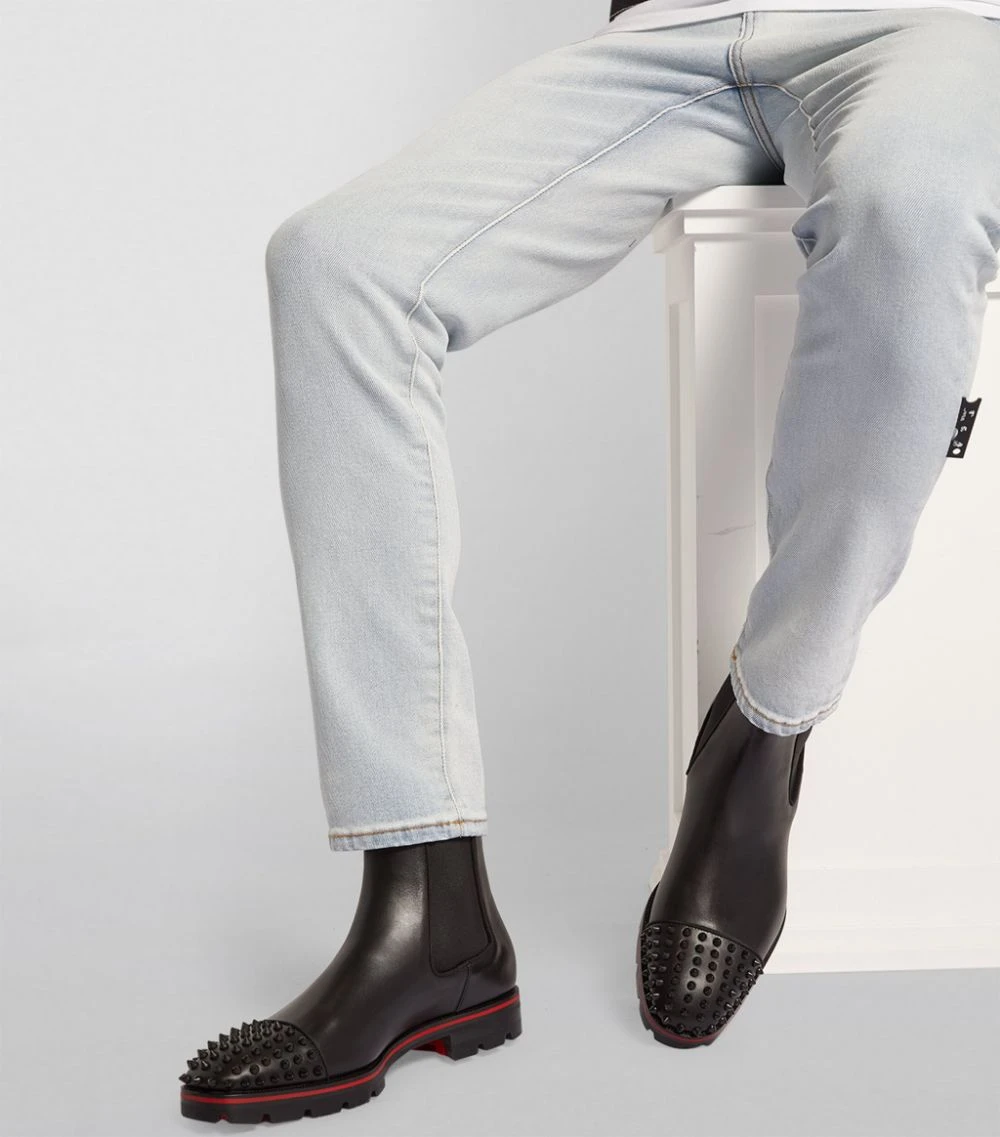Christian Louboutin Melon Spikes Leather Ankle Boots B026 Chelsea Boots 5 Christian Louboutin Melon Spikes Leather Ankle Boots B026 Chelsea Boots - Image 5