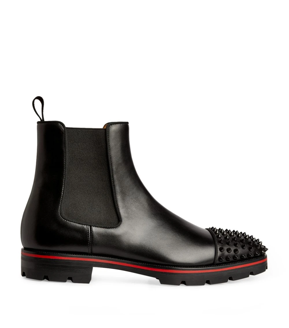 Christian Louboutin Melon Spikes Leather Ankle Boots B026 Chelsea Boots 3 Christian Louboutin Melon Spikes Leather Ankle Boots B026 Chelsea Boots - Image 3