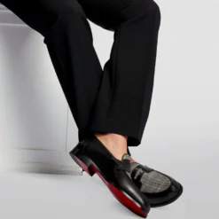 Christian Louboutin No Penny Canvas-Leather Loafers CM4V -Christian Louboutin Online Shop christian louboutin no penny canvas leather loafers 17650002 37284580 1000