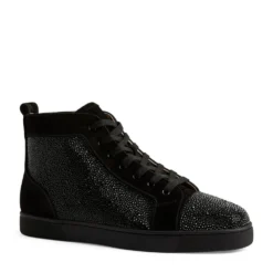 Christian Louboutin Suede Louis Strass High-Top Sneakers BK01